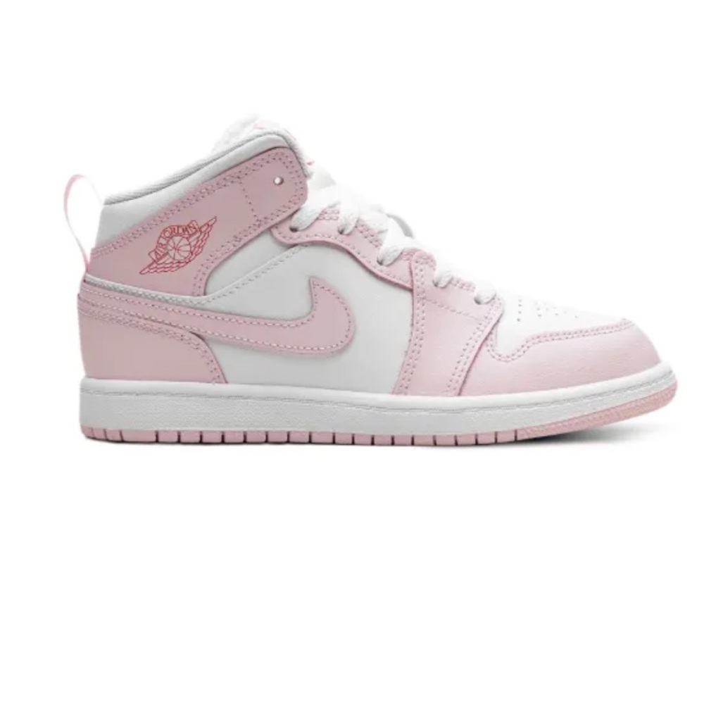 Jordan Pink and White Mid-Top Sneakers